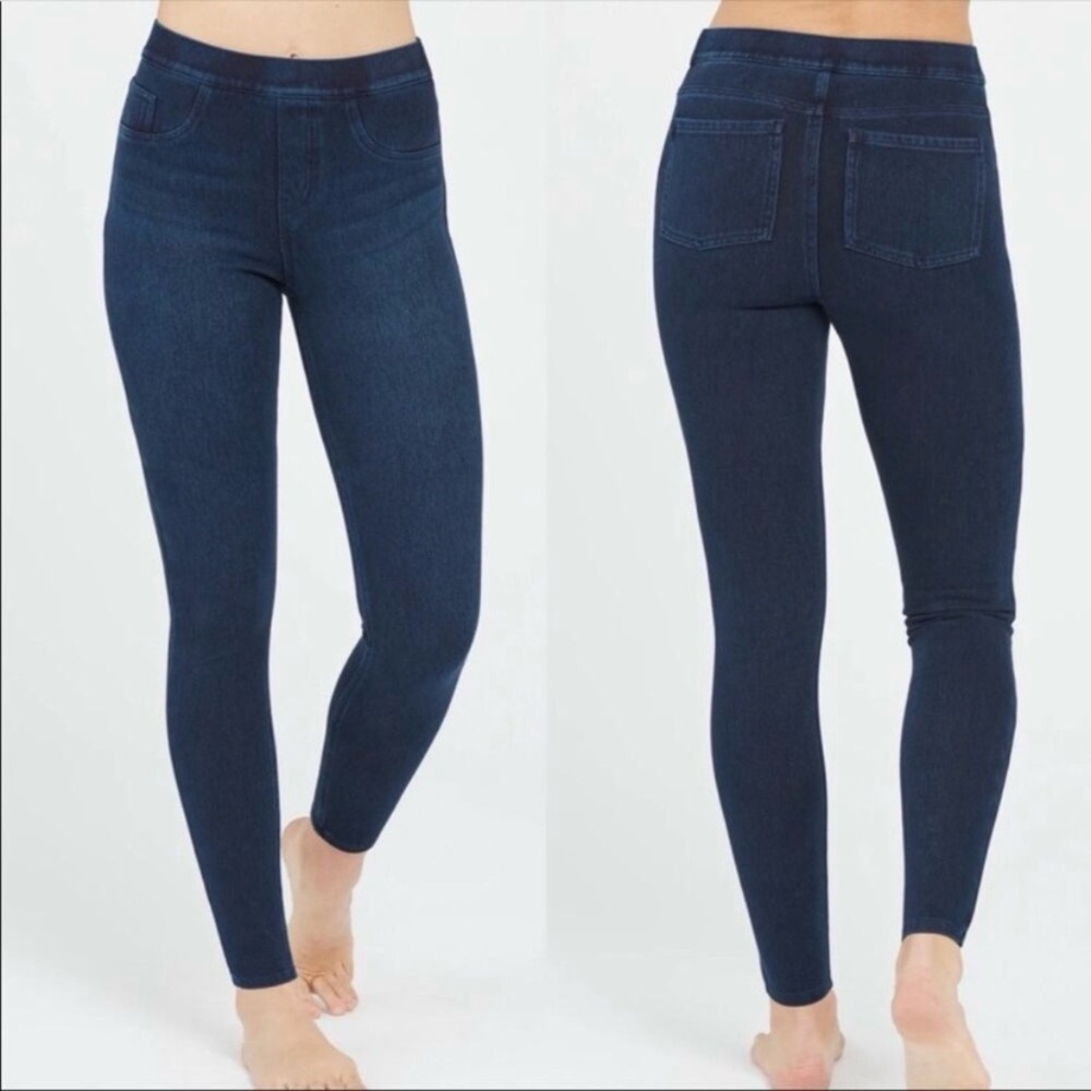 SPANX Ankle Jean-ish Leggings Sz M Twilight Rinse Dark Wash Denim Shaping Skinny